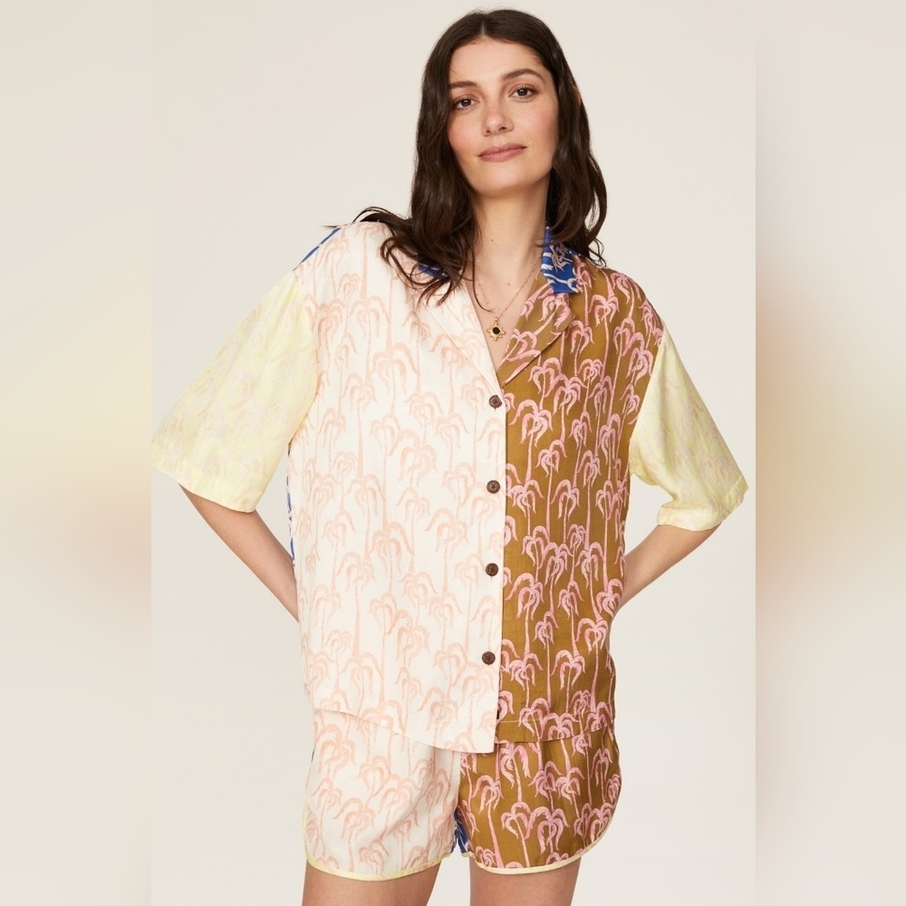 Maison Scotch oversized printed beach shirt